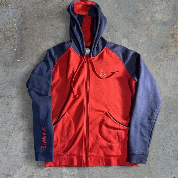 Nike Tops - Nike St. Louis Cardinals Red Navy Full Zip Hoodie MLB Baseball Size Woman's Med